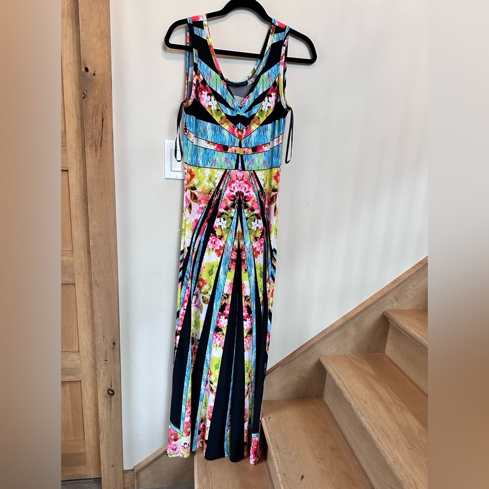 Flowy Maxi Black and Multicolor Floral Dress